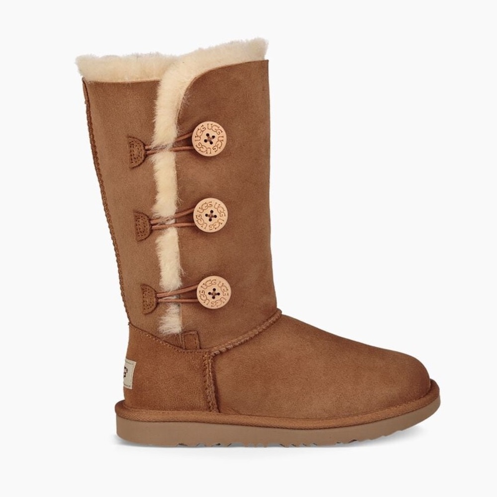 UGGS Bailey Button Tall Boots Chestnut Kids Youth 5 7 - Picture 7 of 11
